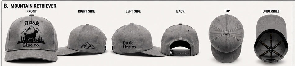 DuskLine Co. Mountain Retriever embroidered hat design